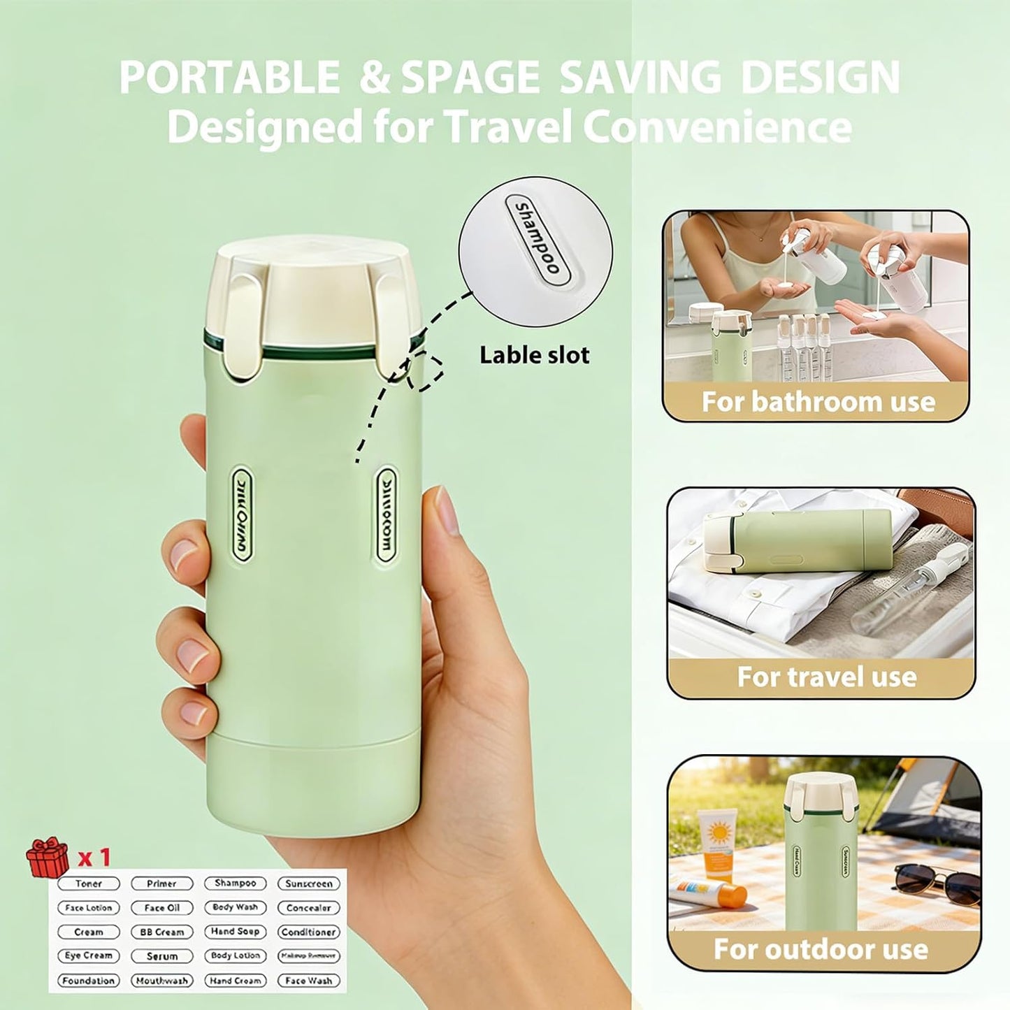 Travel Dispenser Bottles - 4 Pack 30ML Leakproof Toiletry Containers | TSA Approved for Shampoo & Lotion