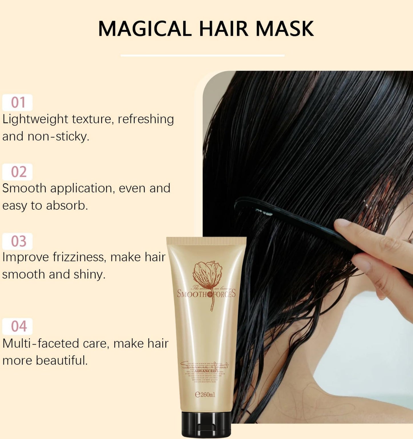 Cappuvini Urcoolestt Magical Collagen Hair Mask, 260ml/9.15oz Advanced Molecular Root Care, Molecular Repair Deep Conditioning Keratin Hair Mask for Dry & Damaged Hair
