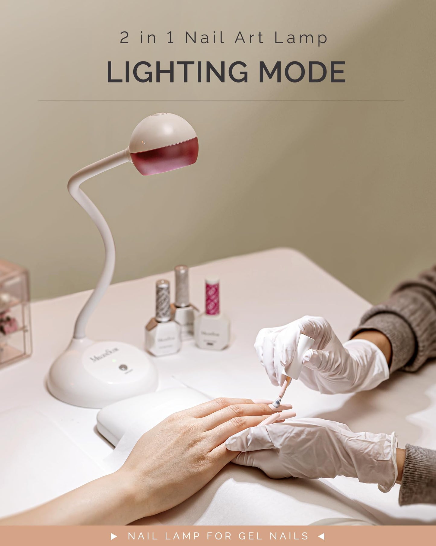 MelodySusie Gooseneck Cordless UV Nail Lamp with Adjustable Light Angle, S-Pro09M 2-in-1 Rechargeable Fast Curing Nail Dryer Cures All Gels, Especially Rhinestone Glue & Liner Gel Polish