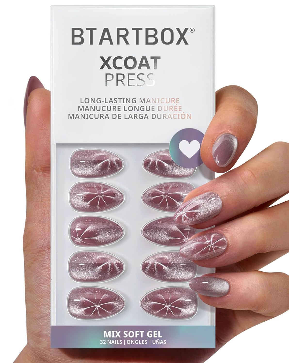 Press On Nails - 3D Butterfly French Tip Almond Design | Opaque Soft Gel, 16 Sizes, 32 Nail Kit
