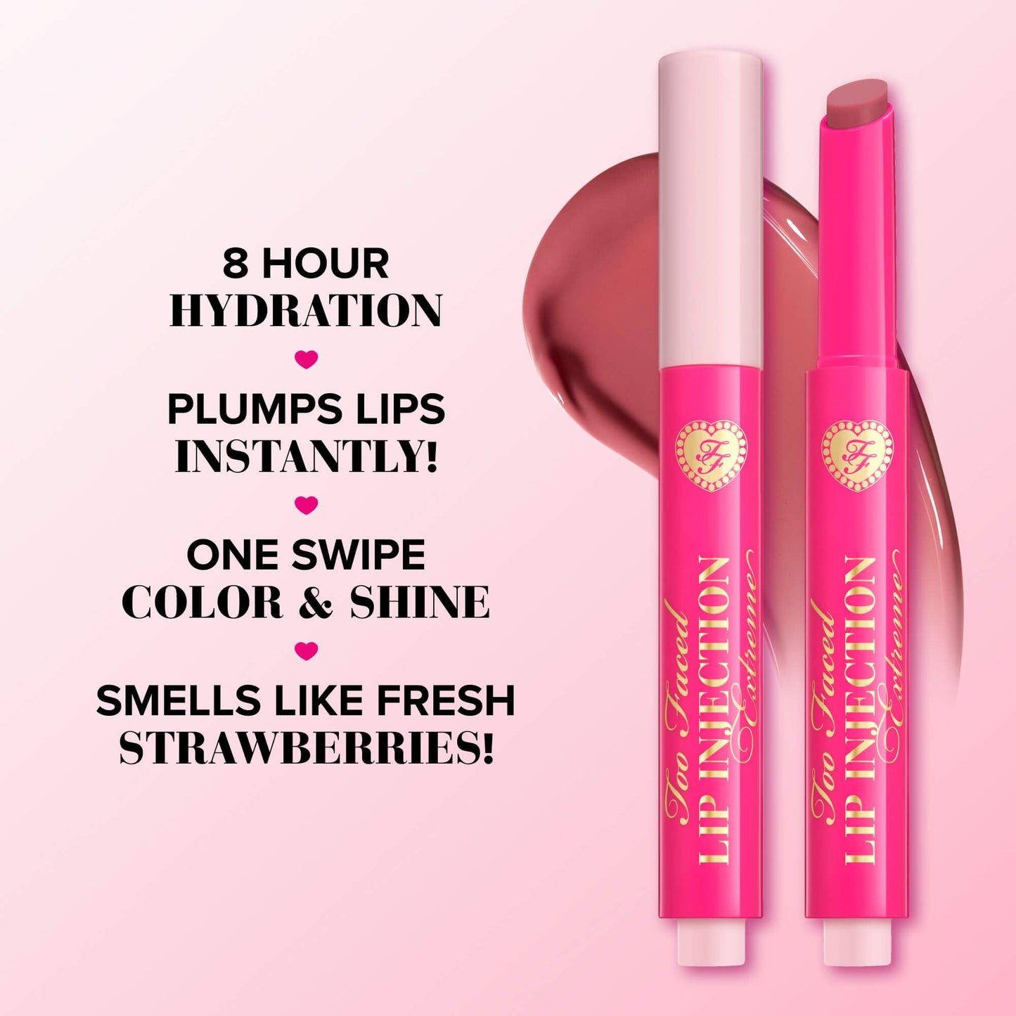 Too Faced Lip Injection Extreme Plumping Clicks | Hydrating, Sheer-To-Medium Buildable Coverage, Lip Plumper with Click Applicator, 0.05 Ounce, Voted Most Popular