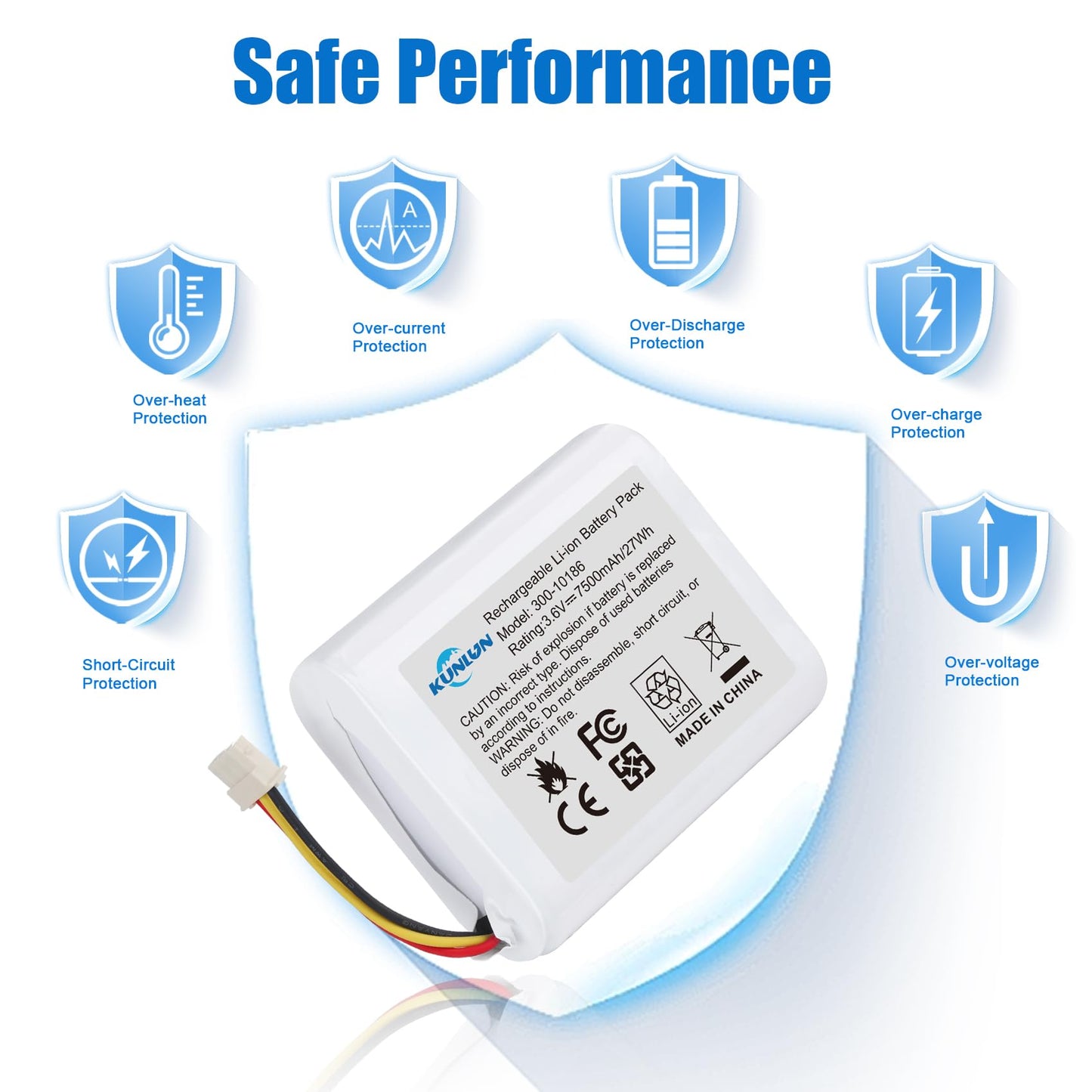 KUNLUN Battery Replacement 300-10186 for ADT Command Smart Security Panel ADT5AIO-1 ADT5AIO-2 ADT5AIO-3 ADT7AIO-1 2X16 AIO ADT2X16AIO-1 ADT2X16AIO-2 ADT Battery Replacement 3.6V