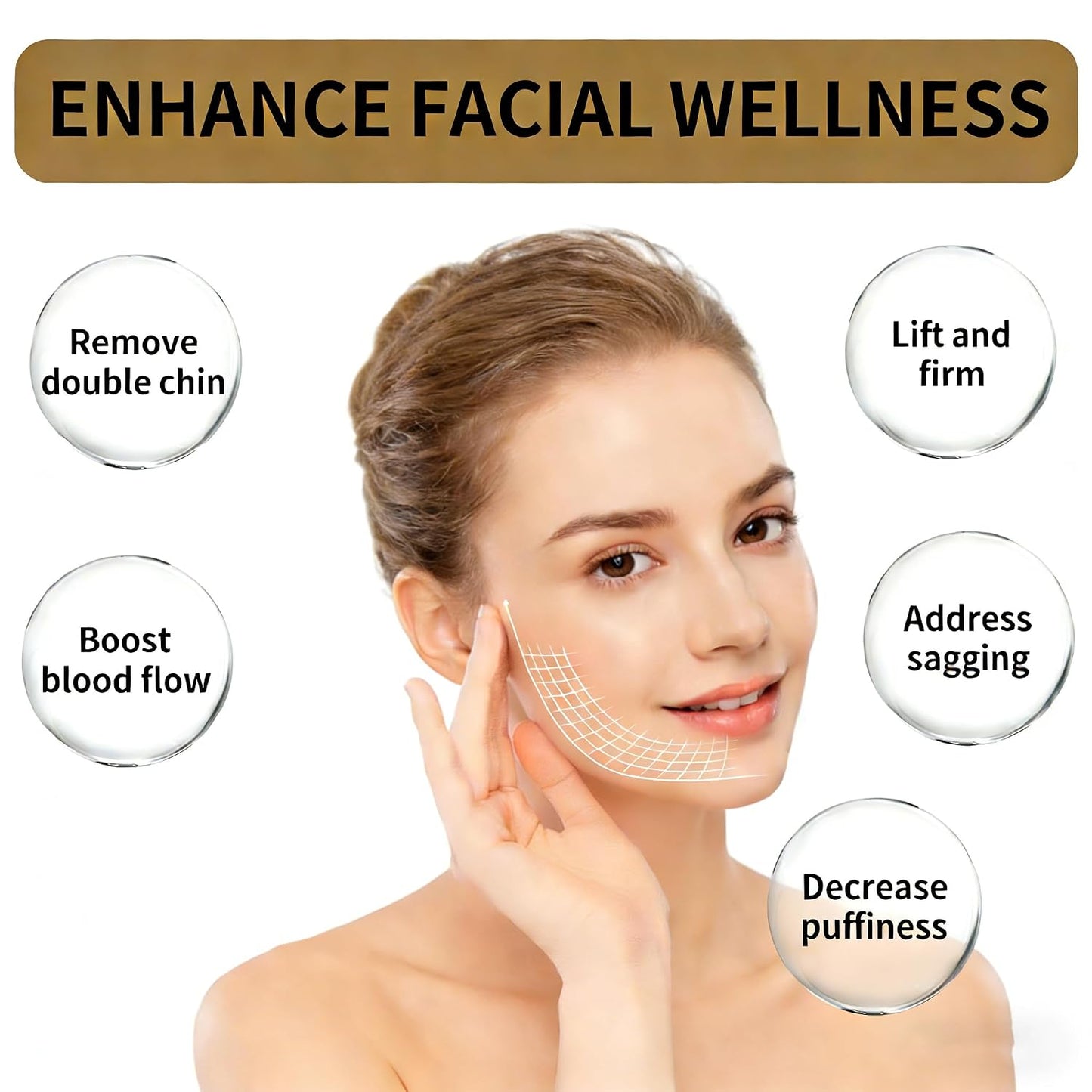 Lymphatic Drainage Massager - Gua Sha Facial Tool for Anti-Puffiness & Double Chin Reduction | Detox Lift for Glowing Skin
