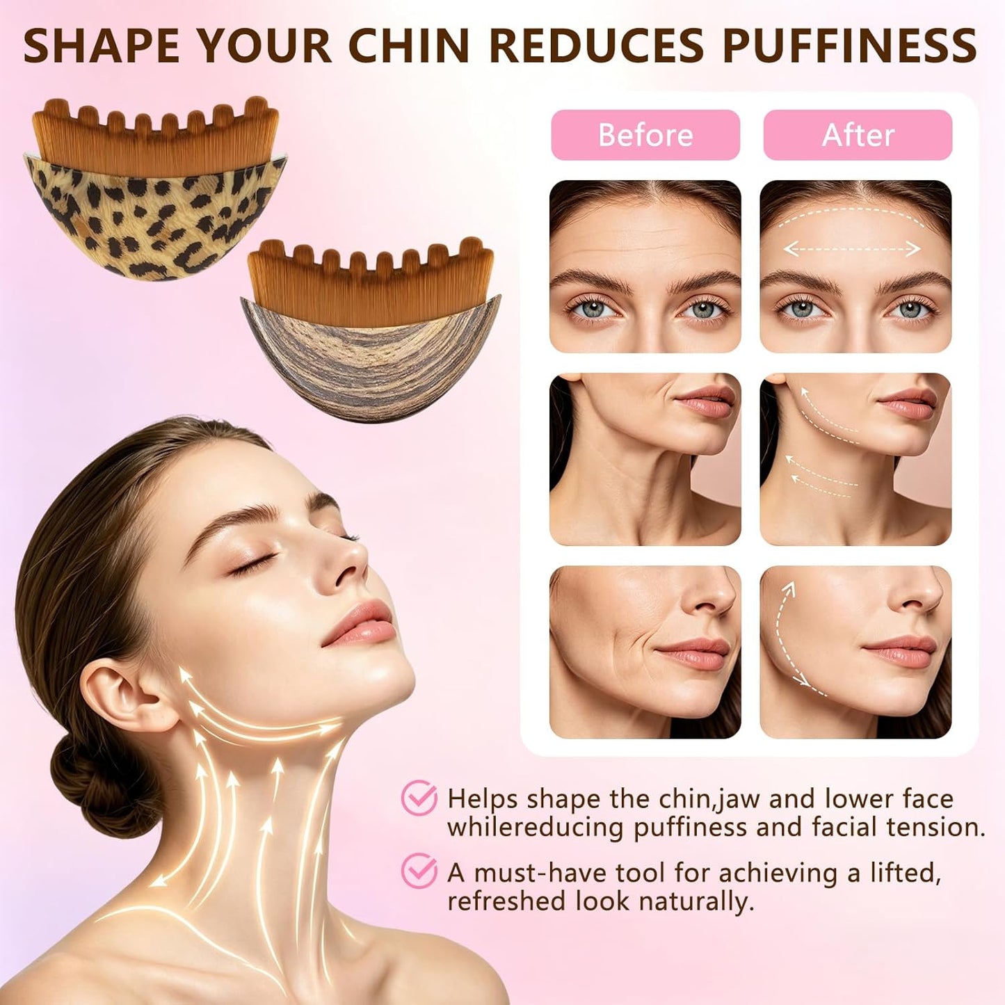 Lymphatic Drainage Gua Sha Face Brush Set - Sculpt & Lift | 2PCS Super Soft Massager for Puffiness Reduction