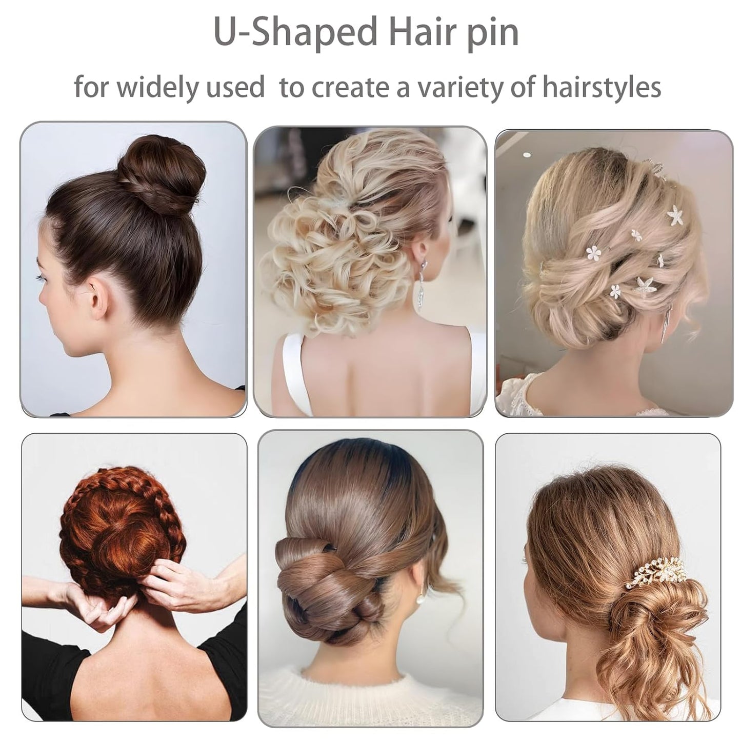 U-Shaped Hair Pins for Buns - 36 Pcs Large Black Bobby Pins for Thick & Curly Hair | 3 Inch Length
