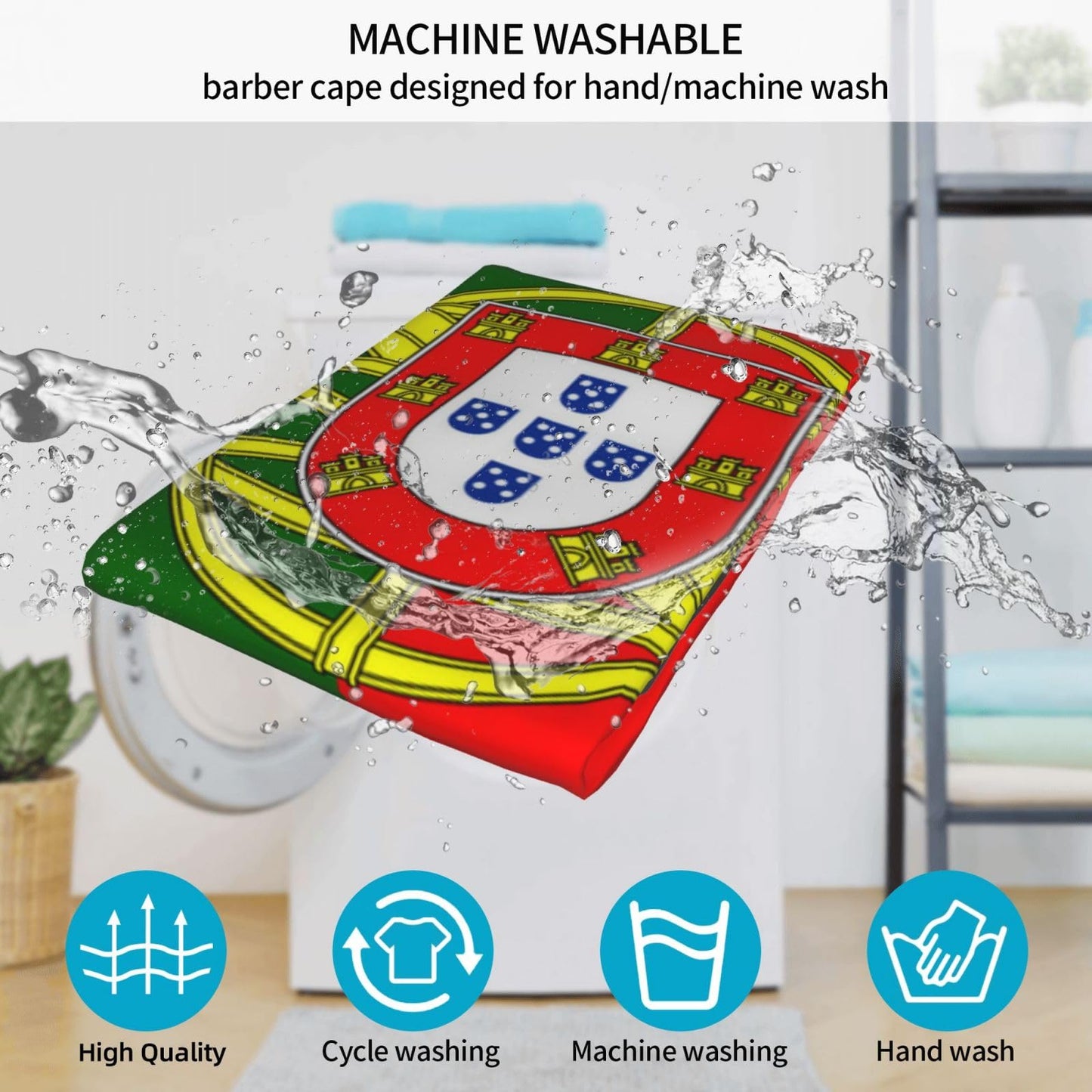 Luirioe Portugal Flag Hair Cutting Barber Cape Hair Salon and Dyeing Styling Cloth for Women/Men