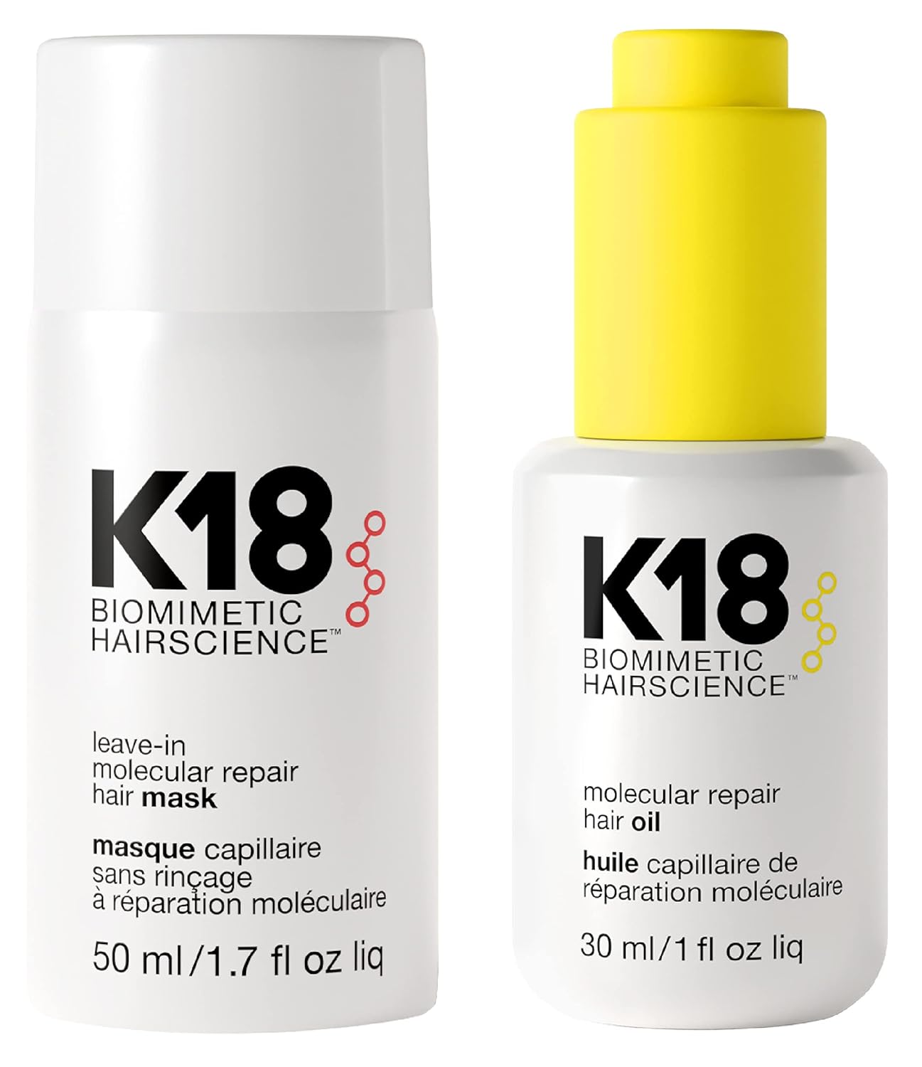 K18 Leave-In Repair Hair Mask & Strengthening Oil Bundle | 4-Minute Treatment, 50ml & 30ml