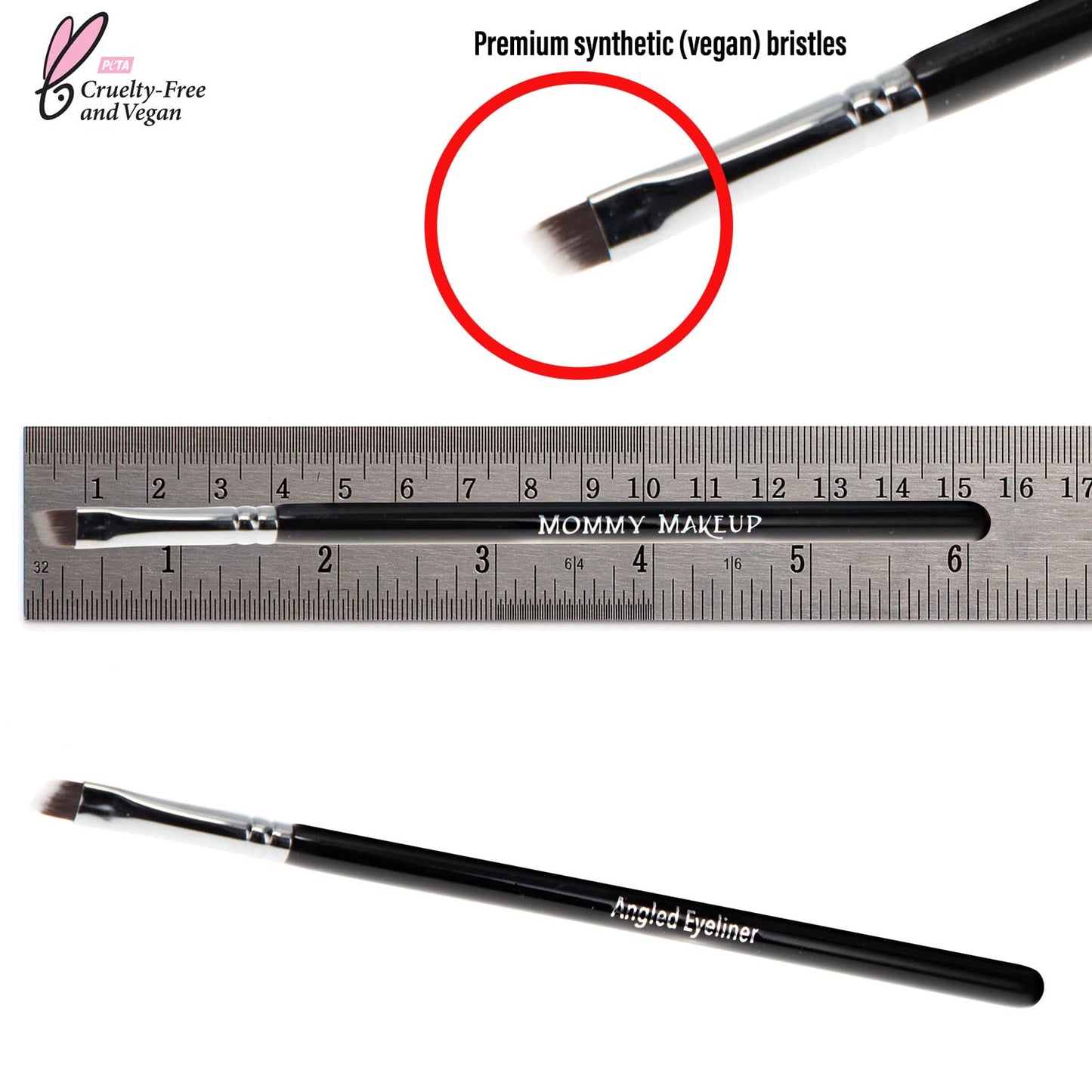 Angled Eyeliner Brush (1 Pc) Ultra Thin Vegan Bristles by Mommy Makeup