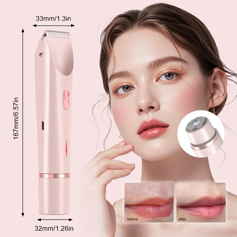 Dermave Bikini Shaver,Bikini Trimmer for Women,2 in 1 Dual Head Waterproof & Painless Electric Razors for Pubic Hair(Pink)
