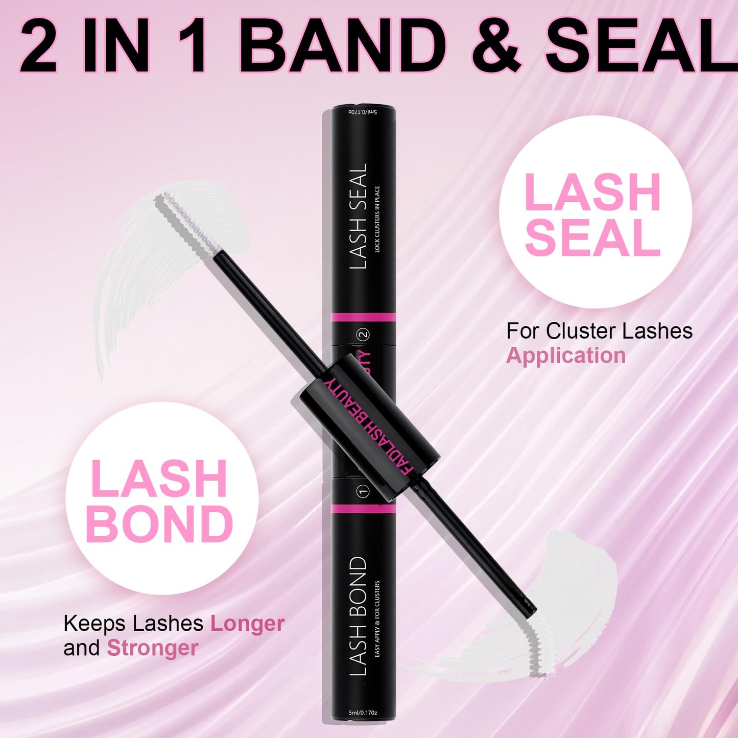 Lash Glue DIY Eyelash Glue for Lashes Clusters Latex-Free Waterproof Latex-Free 2-in-1 Lash Bond and Seal for Self-Application at Home Lash Cluster Glue 10ml Long-Lasting 48-72H