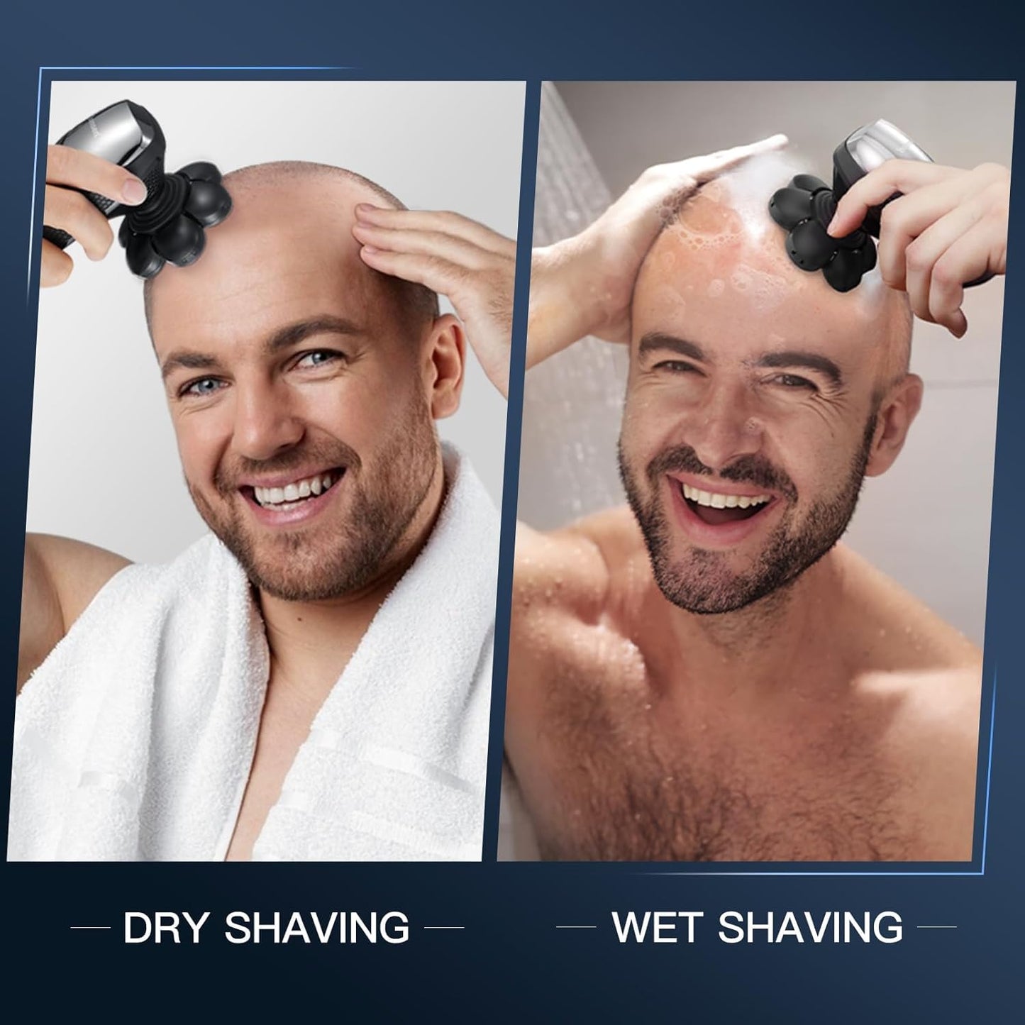 7D Head Shavers for Bald Men - 5 in 1 kensen Electric Head Hair Shaver, Head Electric Razor with Nose Hair & Beard Trimmer Cordless IPX6 Waterproof Wet Dry LED Display Travel Case (Black)