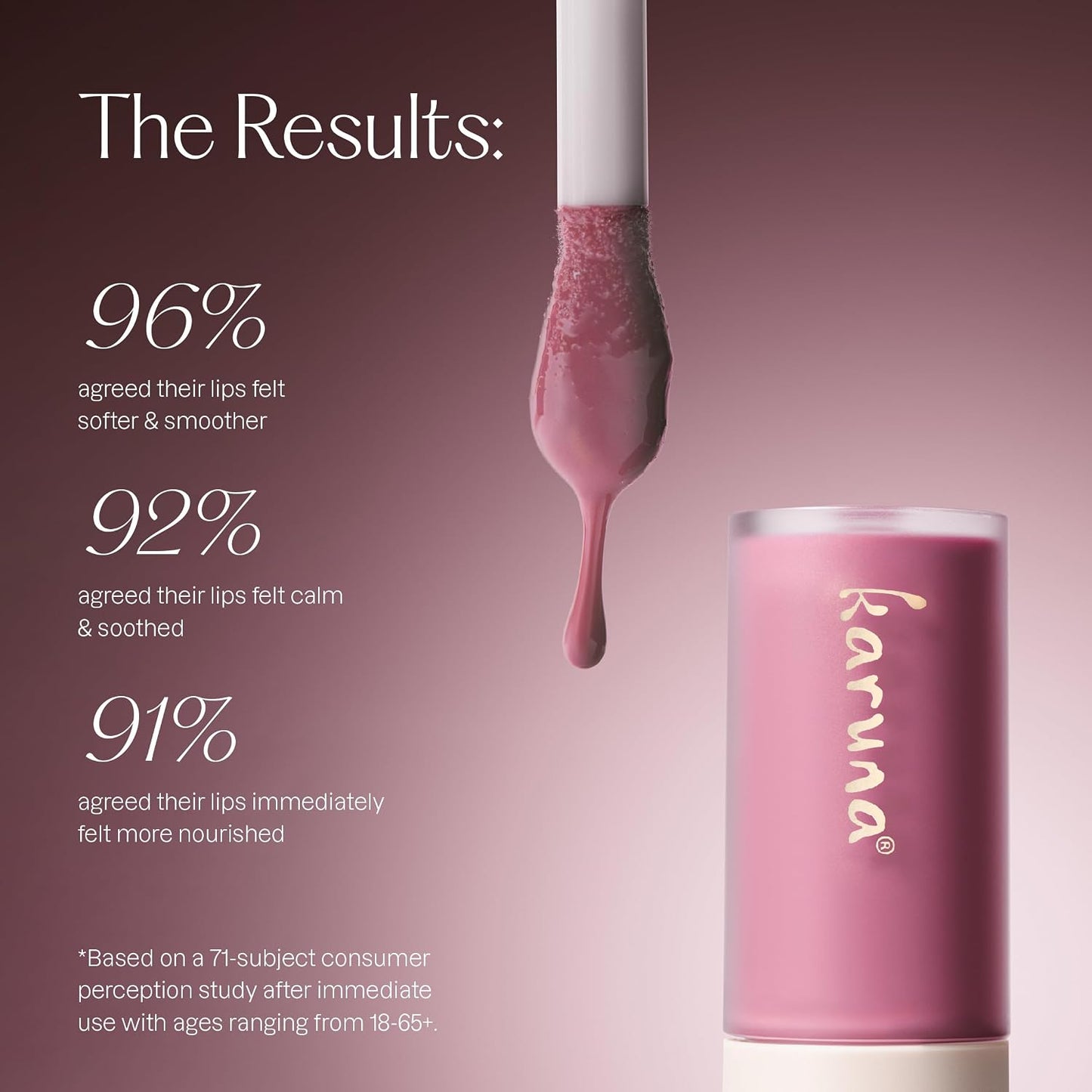Karuna Tinted Lip Oil - Dream Cool Mauve Lip Tint with Vegan Collagen & Peptides | Hydrating K-Beauty Lip Stain