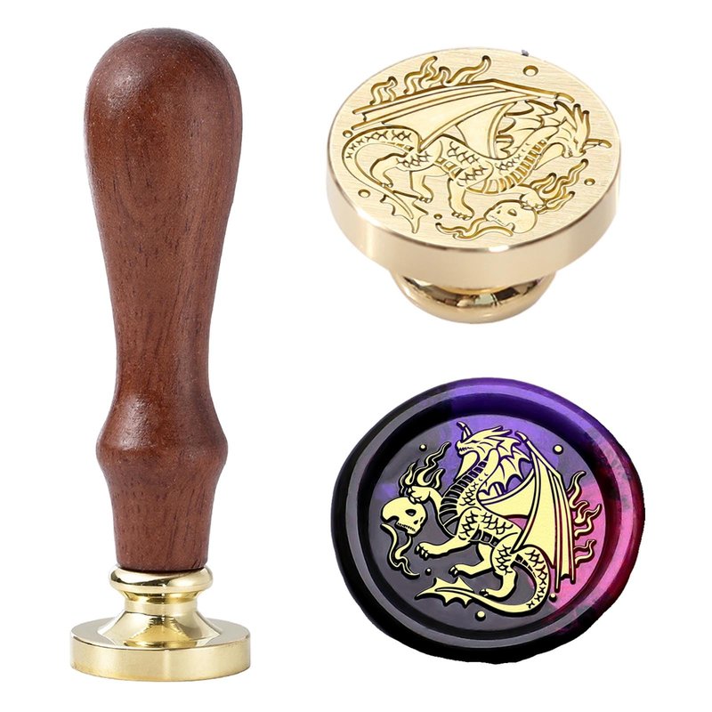 Vintage Wax Seal Stamp - Winged Dragon Sealing Wax Stamp,Retro Human Skull and Flaming Monster Sealed Stamp for Halloween,Envelope Sealing