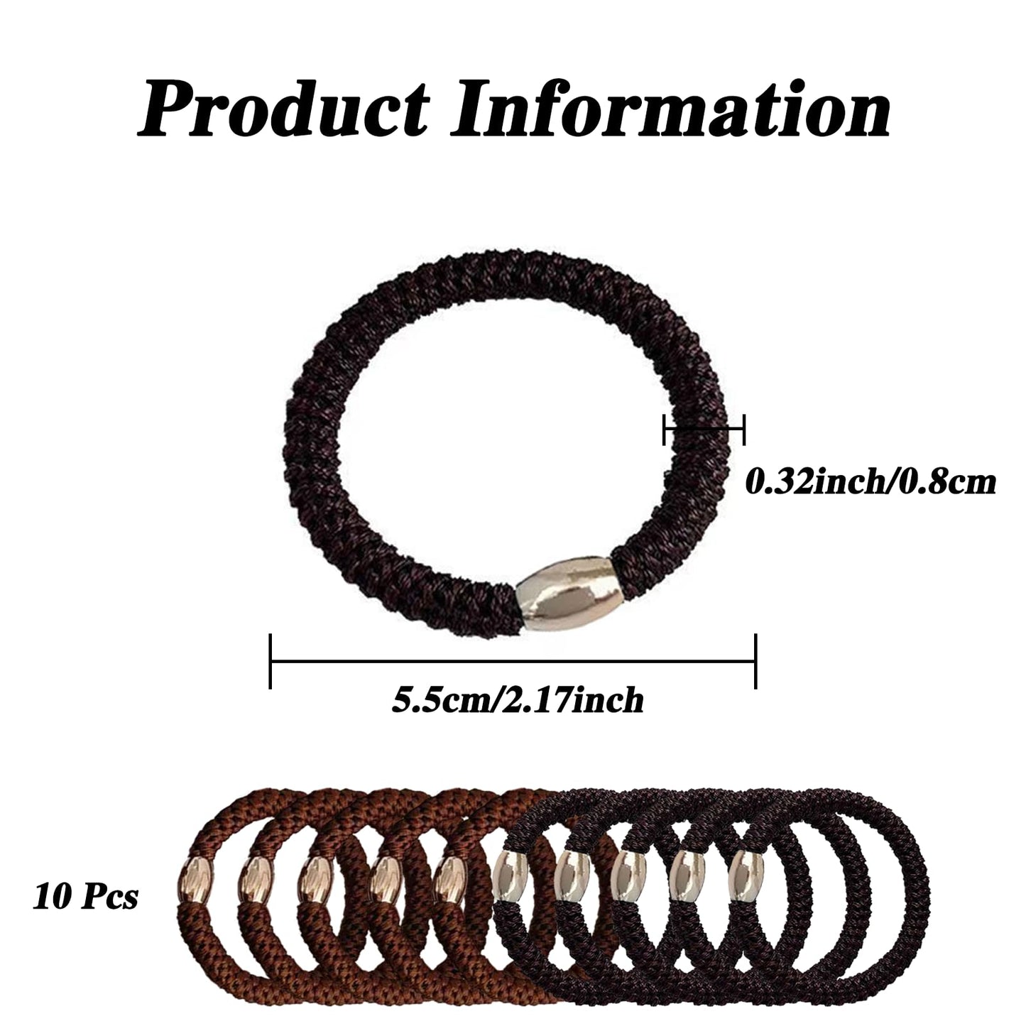 10 Pcs Hair Scrunchies Braided Elastic Hair Ties Hair Bands Ponytail Holder Hair Accessories for Girls and Women Black and Coffee