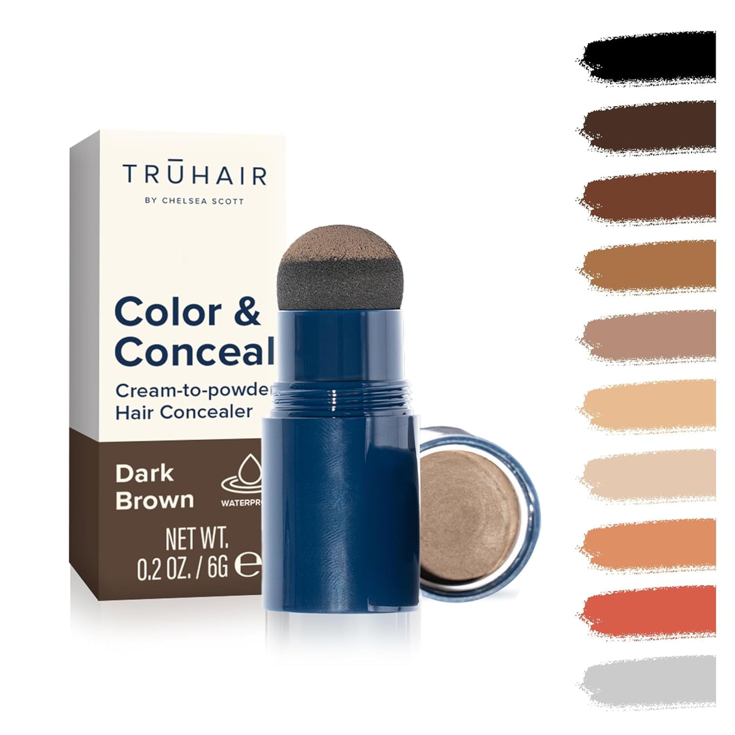 TRUHAIR Color & Conceal Waterproof Root Touch Up - Gray Coverage & Hairline Filling | Auburn Shade
