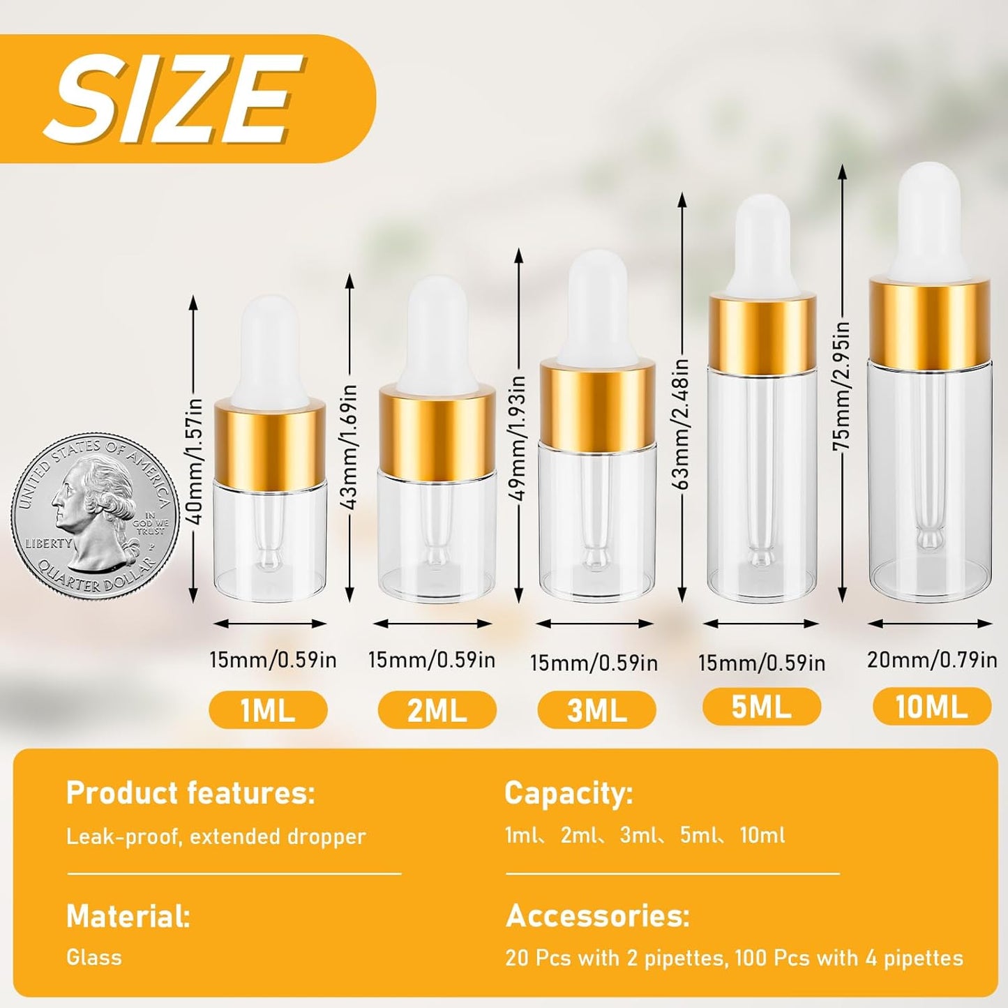 Mini Dropper Bottles - 20 Pack 2ml Clear Essential Oil Vials | Perfect for Travel & Cuticle Oil