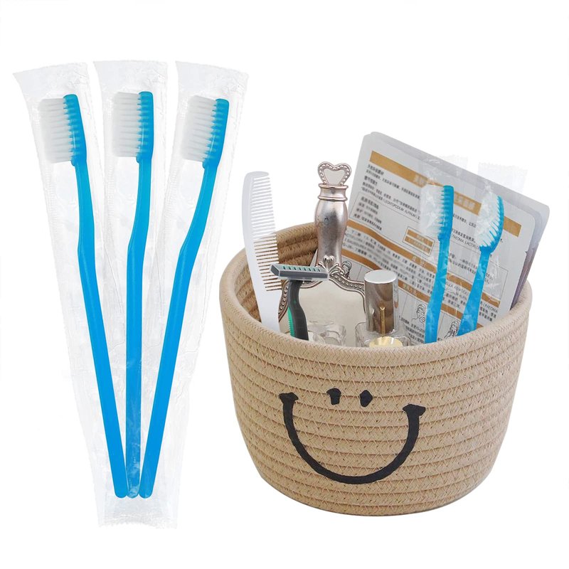 FKYzixeh Blue Handle Toothbrushes Individually Wrapped, Disposable Toothbrush Bulk for Hotel, Airb&b and Homeless Care (50 Pack)