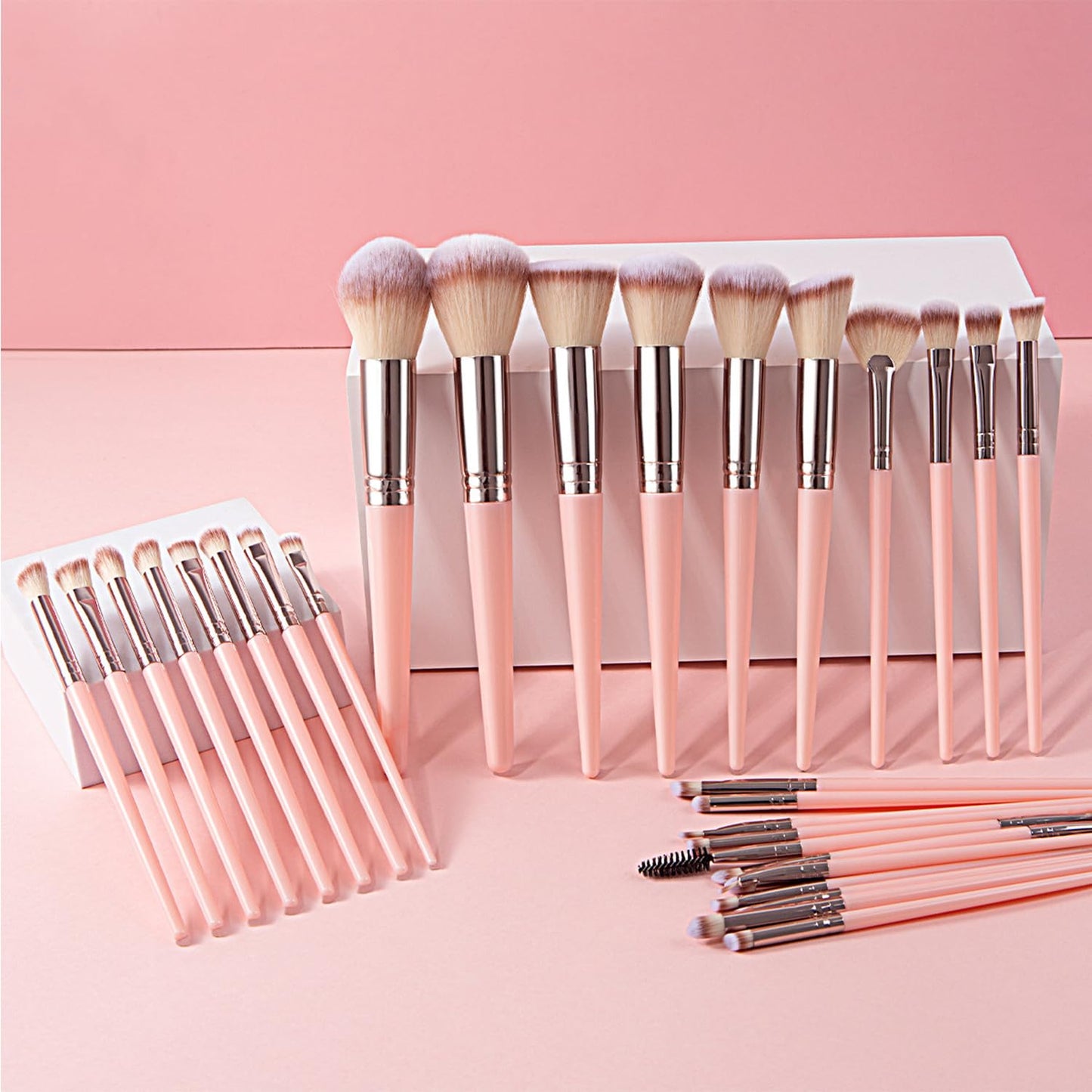 30Pcs Pink Makeup Brushes Set - Professional Makeup Brush Sets & Kits for Full Face - Premium Synthetic Foundation, Powder, Blush & Eyeshadow Brush