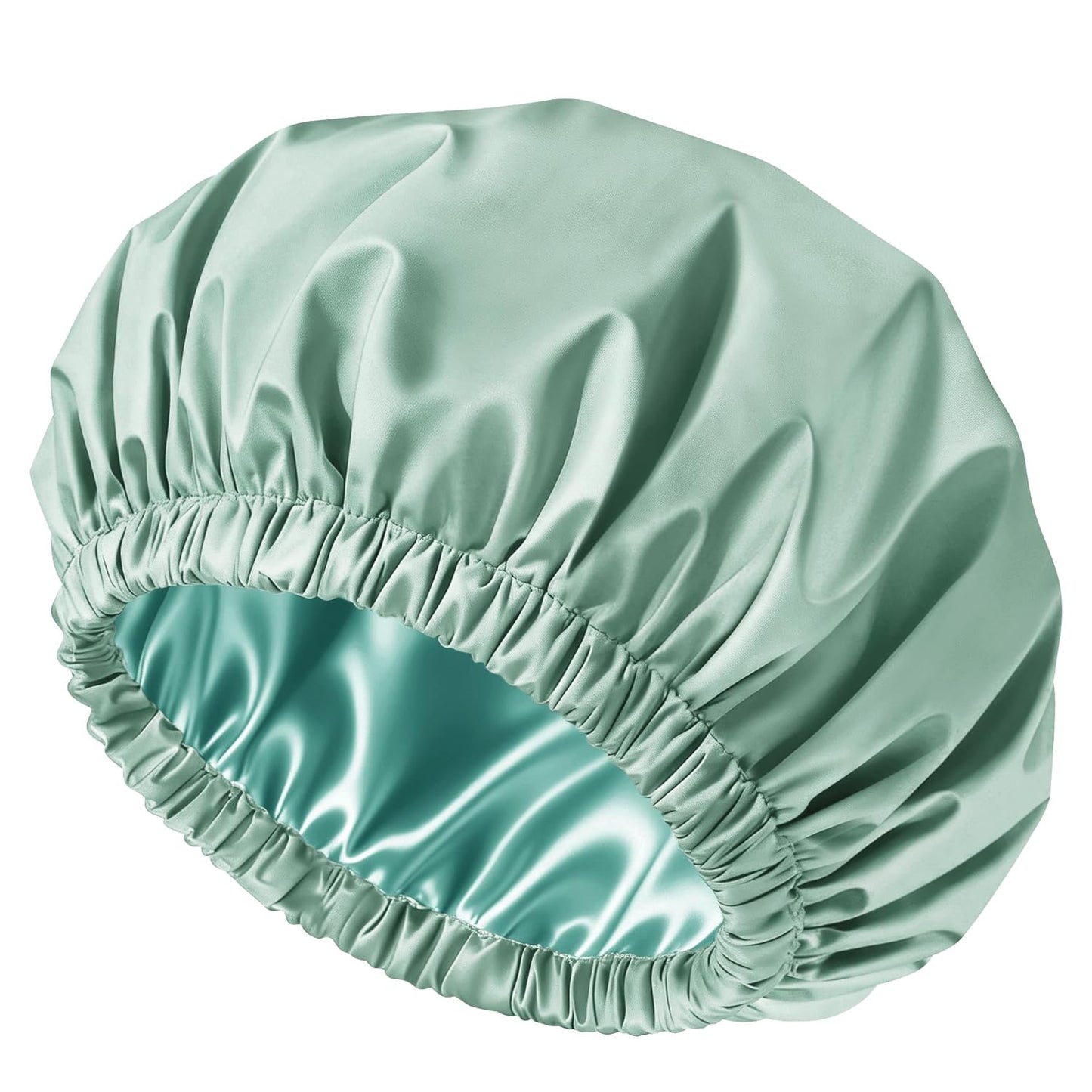 Satin Lined Shower Cap for Women - Reusable Waterproof Hair Protection | Large Washable Pink Cap