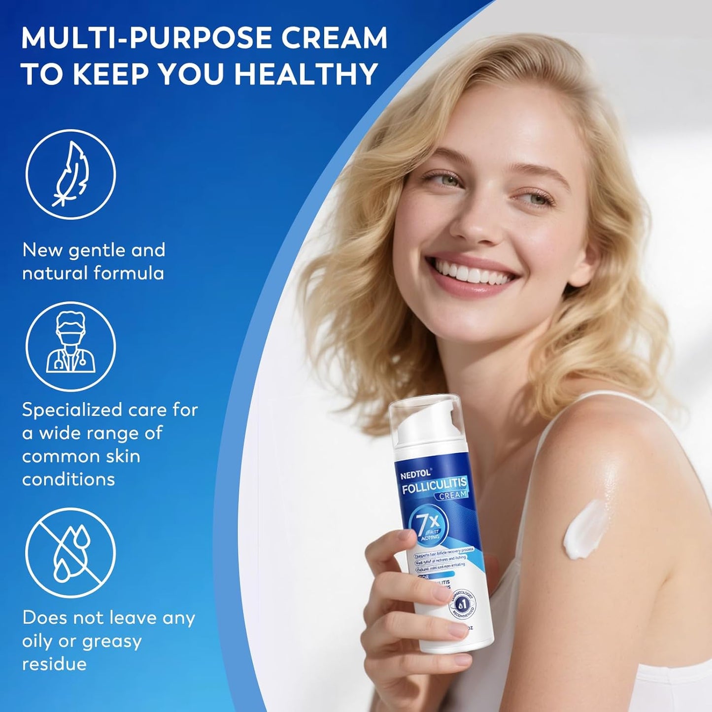 Folliculitis Treatment Cream - 7X Fast-Acting Ointment for Scalp, Face & Body | Relieves Itching & Redness - 120g