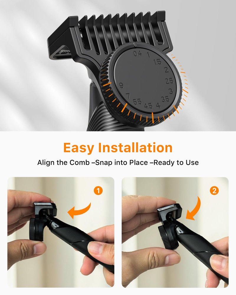 Trimcoo Men's Electic Beard Trimmer with 12-in-1 Rotating Combs - Professional Precision Styling,Magnetic Snap Blade, Wet/Dry Use, USB-C Fast Charge, Travel Friendly - Ideal for All Beard Styles
