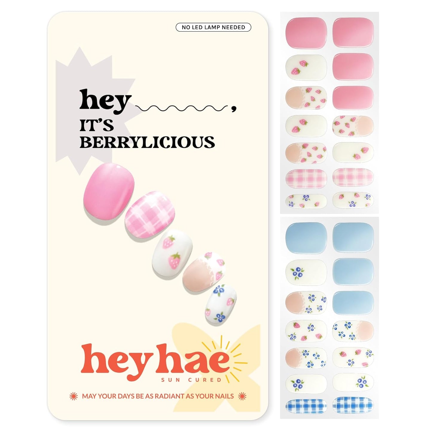 Heyhae Semi Cured Gel Nail Strips - Solid Yellow | Easy Apply, No LED Lamp Needed | 28 Strips, Prep Pads & Nail File Included