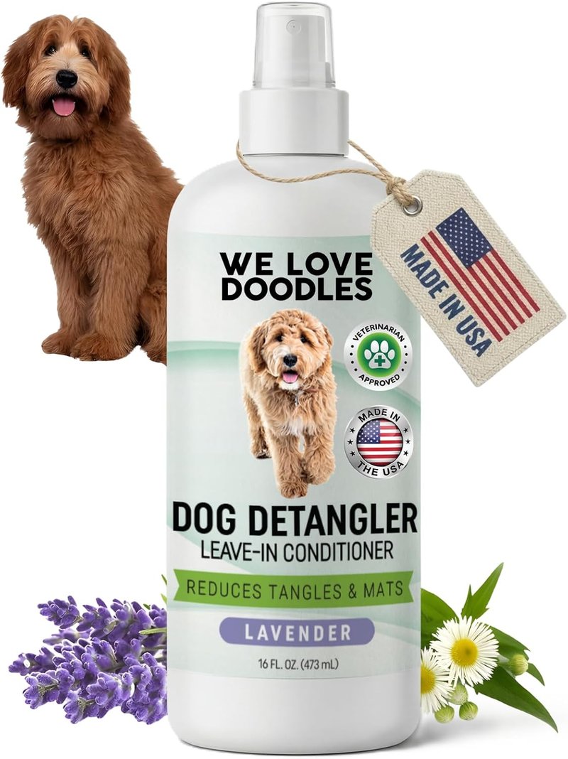 Dog Detangler Spray - Leave-In Conditioner for Dogs | Dematting & Tangle Remover - Lavender Scented 8oz