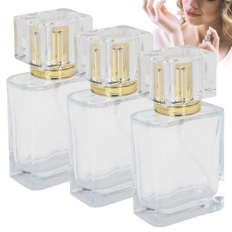 50ml Refillable Perfume Bottle – Glass Spray Atomizer with Applicator, Transparent Empty Container for Travel & DIY Perfume (03)