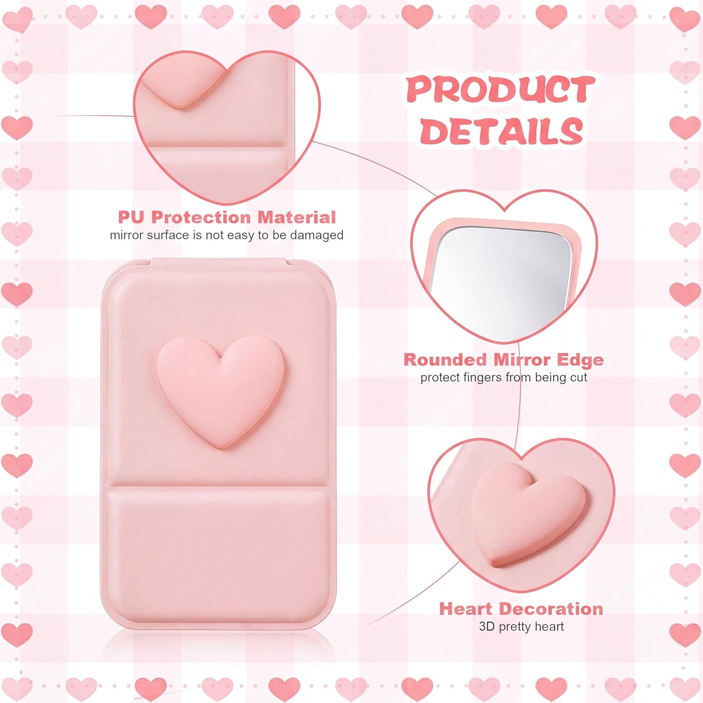 Amyhill Mini Folding Heart Mirror - 24 Pcs Compact Mirrors for Women | Pastel Pink Gift Set for Birthdays & Celebrations