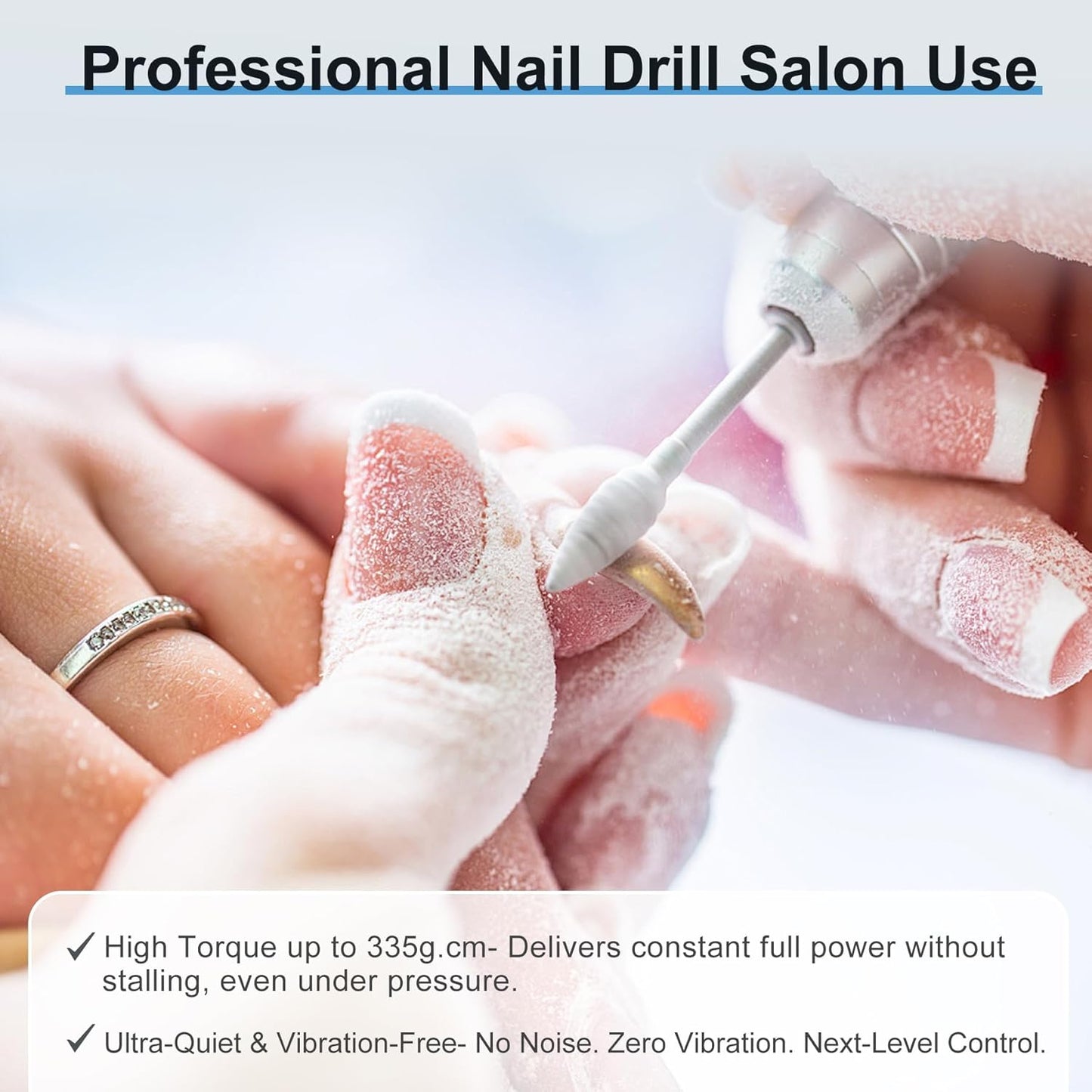 IMENE Professional Nail Drill - 40000RPM Cordless Electric Nail File for Manicure & Acrylic Gel Removal | Silver