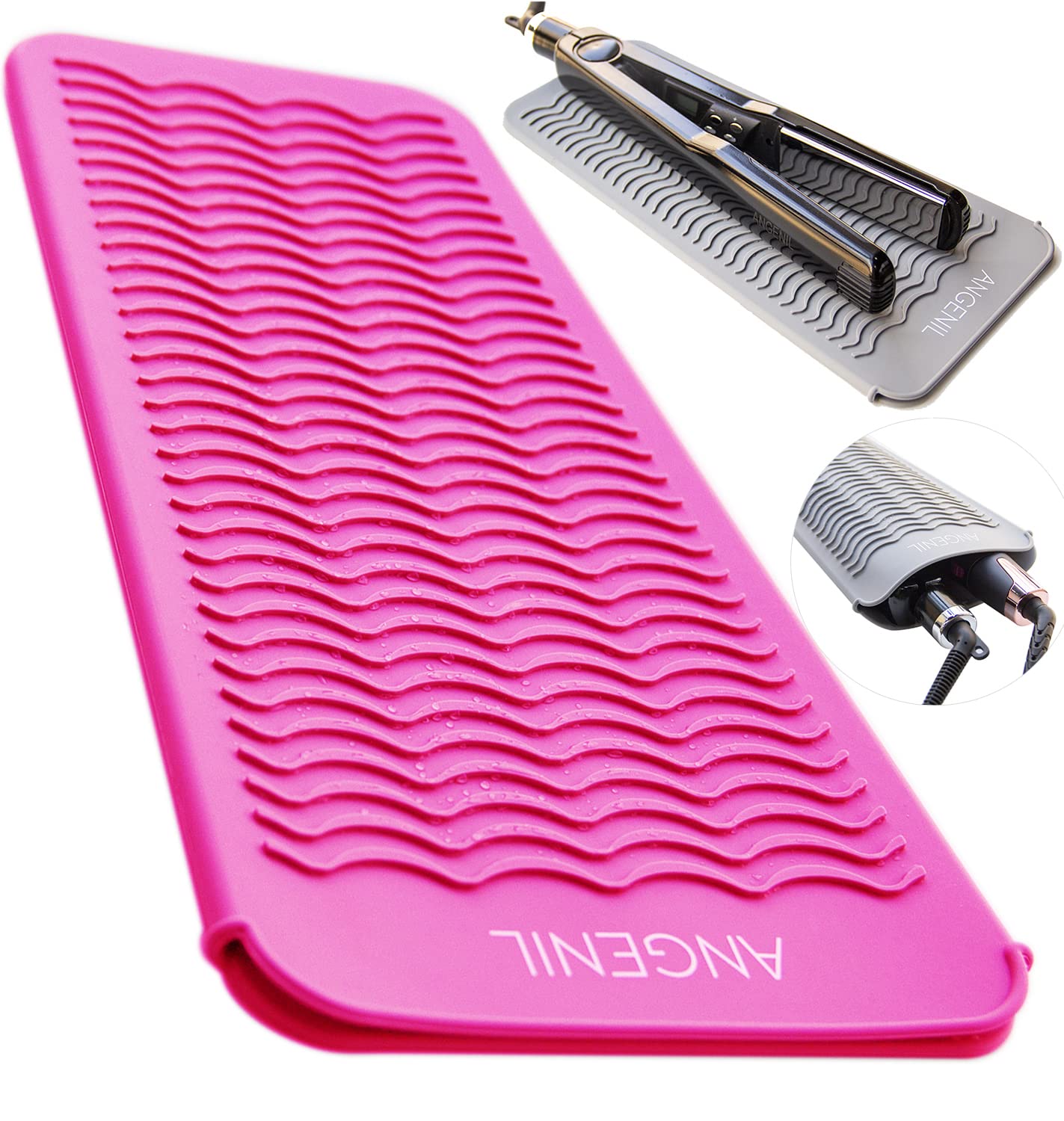 Silicone Heat Resistant Travel Mat Pouch for Hair Tools - Black | Fits Flat Iron, Curling Wand, Crimper