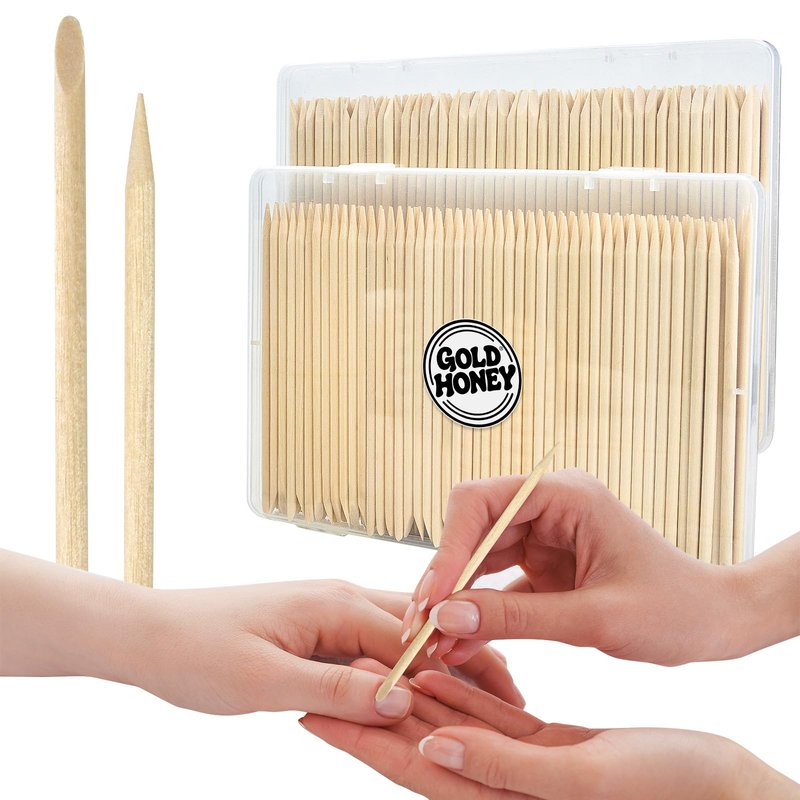 GOLD HONEY 360PCS Cuticle Pusher Wood in Boxed - 4.5 Inch Double Sided Orangewood Sticks for Nails Used - Professional Manicure & Cuticle Remover - Manicure Pedicure Tool