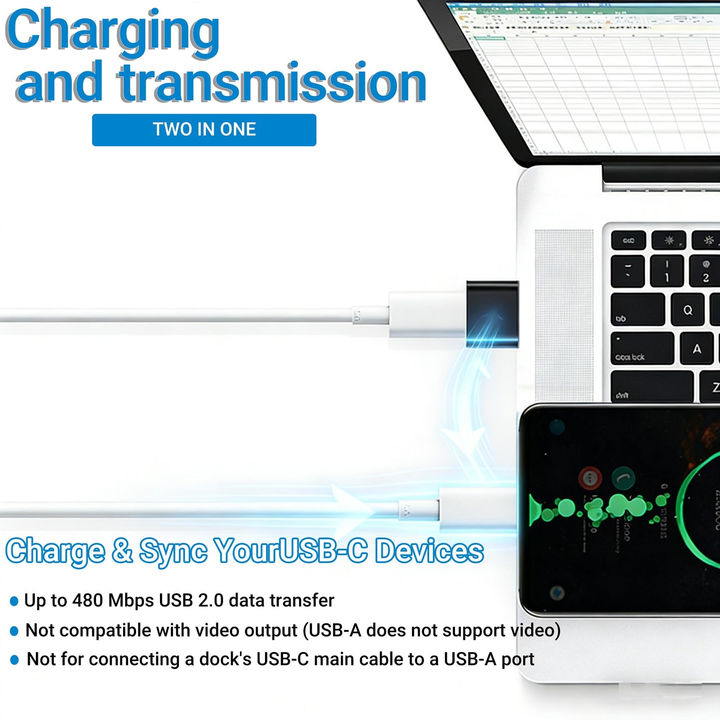 USB C Female to USB A Male Adapter 4 Pack Compact Low Profile Type C to USB A Converter for Charging and Data Transfer,iPhone, Black