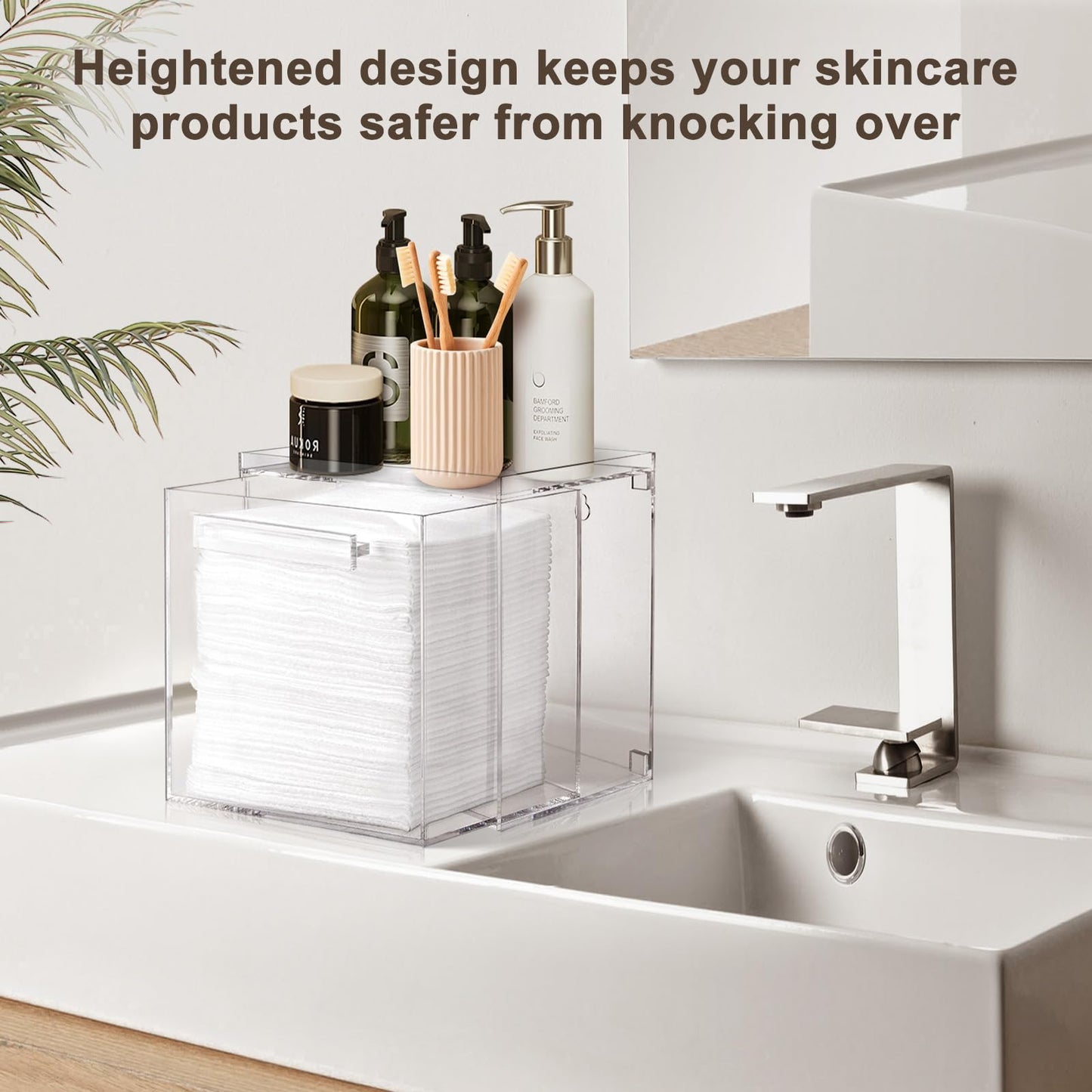 TAINESS Acrylic Disposable Facial Towels Holder, Wall-Mounted, Clear