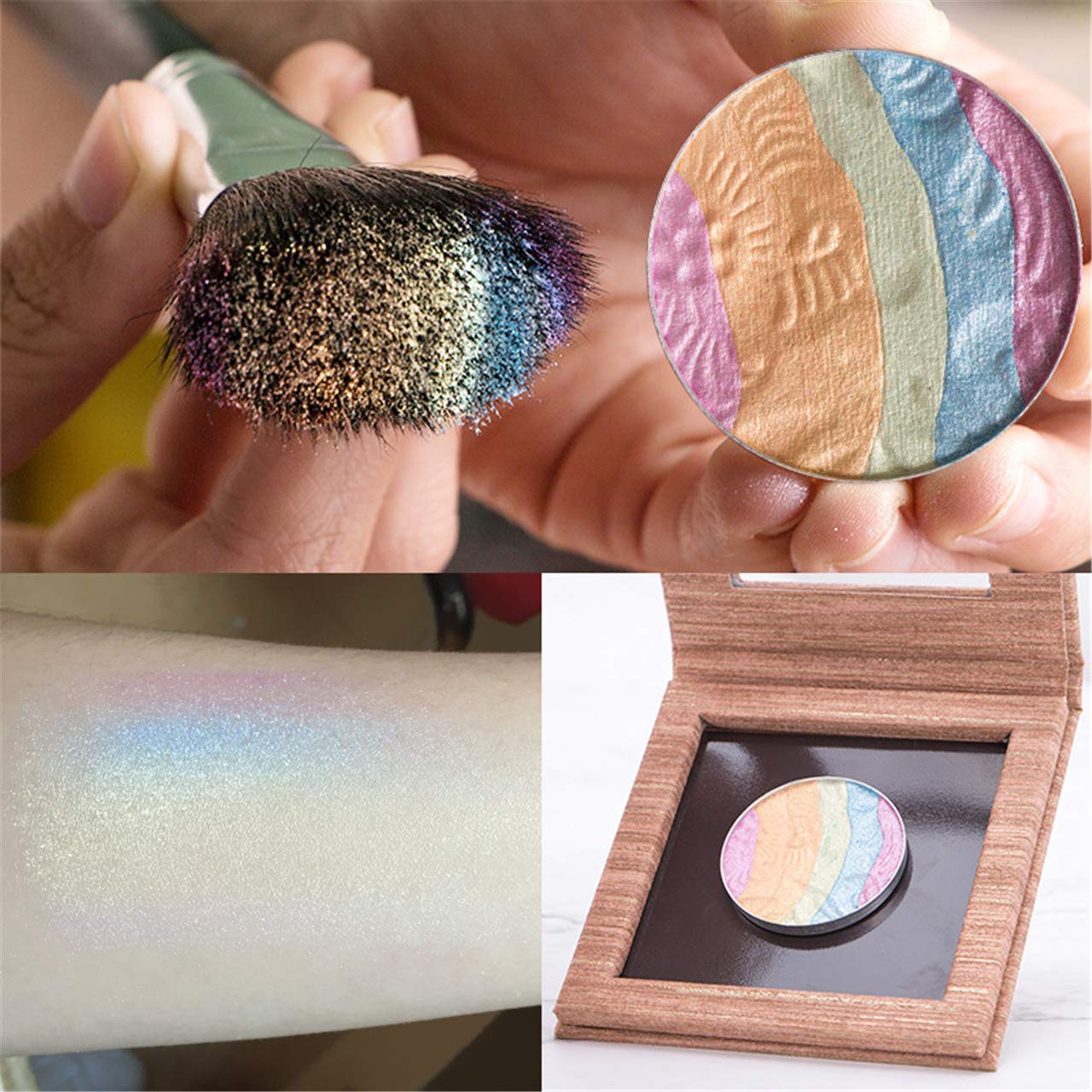 FantasyDay 3D Baked Rainbow Highlighter Eyeshadow Palette - 6 Vibrant Colors for Stunning Makeup Looks