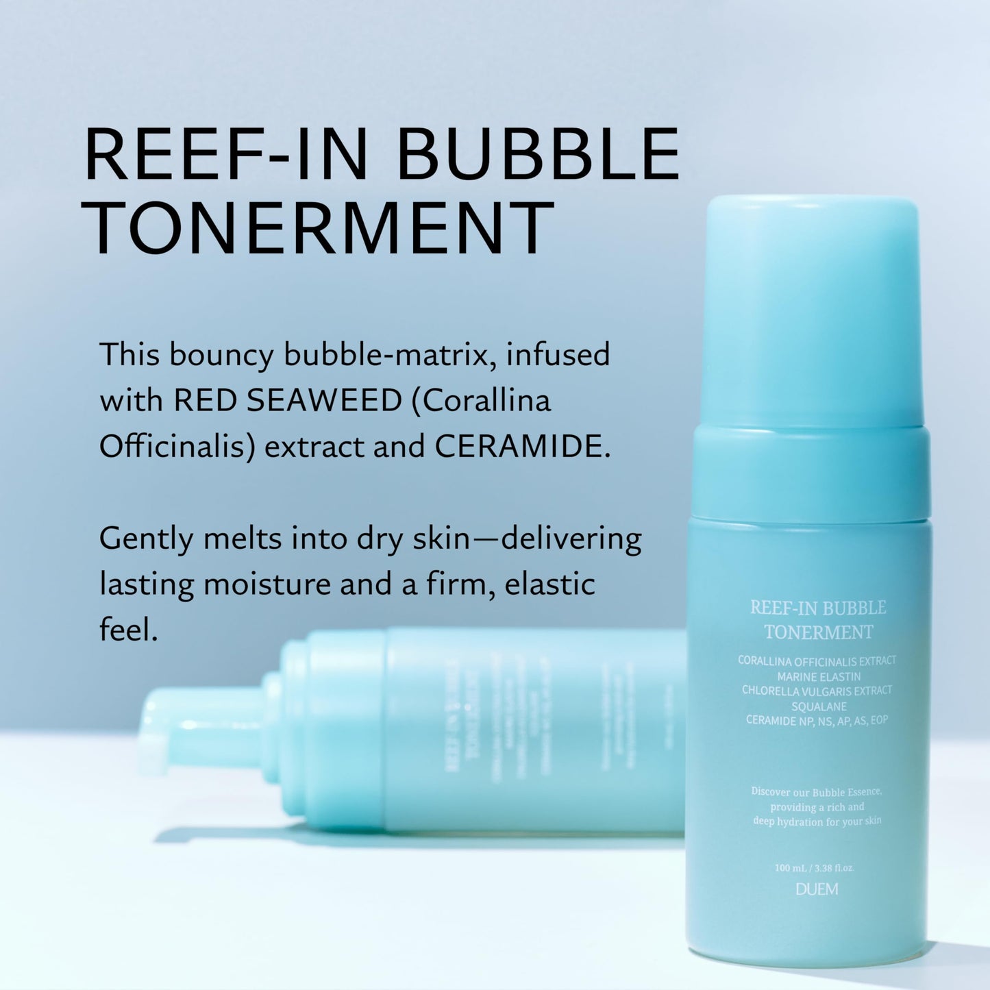 DUEM Reef-in Bubble Tonerment – Low pH (5.8) Ceramide Complex Foaming Toner, 72-Hour Hydration, Skin Elasticity Booster, Korean Skincare, 3.38 fl.oz./100ml