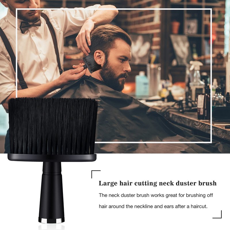 Patelai 2 Pcs Neck Duster Brush for Hair Cutting Barber Duster Soft Cleaning Face Brush Styling Fits for Hair Cutting and Home Use(Black)