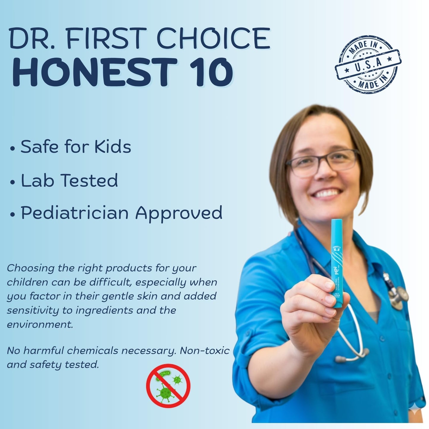 Honest10 Nail Biting Prevention Click Pen for Kids - Break The Thumb Sucking Habit - Safe Bitter Nail Formula, Lab Tested & Pediatric MD Approved - Easy Application, Mfr in USA (0.25 oz)