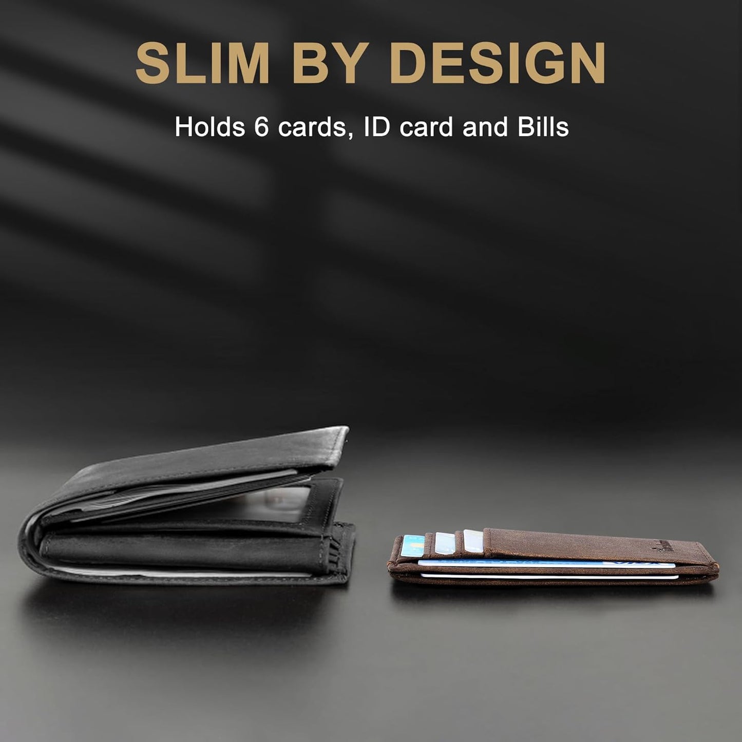 Minimalist Leather RFID Blocking Slim Wallet - Medium Size for Front Pocket Use