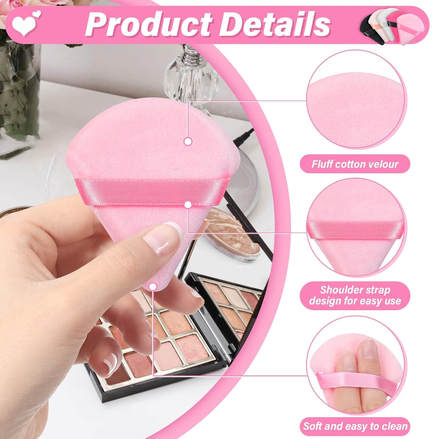 Caffox Triangle Powder Puffs - 60pcs Makeup Applicators for Face & Eye | Ideal for Setting & Loose Powder