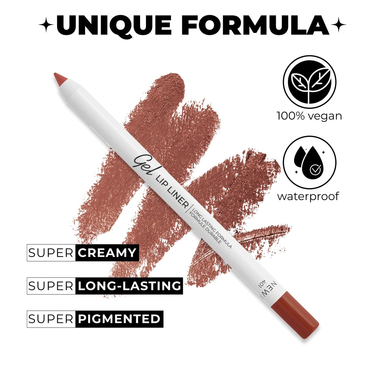 Lamel Gel Lip Liner Pencil - Waterproof 2-in-1 Lip Liner | Nude, 8-Hour Wear, High Pigment, Creamy Texture