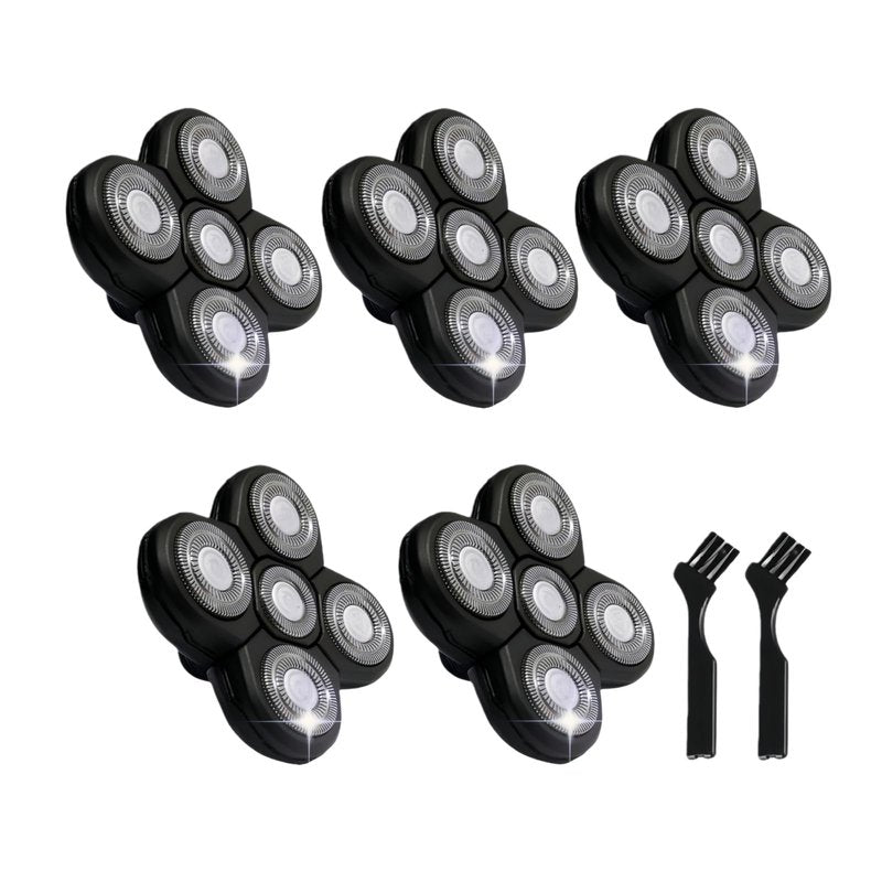 5 pcs Blades Refills Compatible with Freebird Head Shaver, 5 Blades Shaver Replacement Heads for Bald Men Freedom Grooming + 2 Cleaning Brush (5pcs)