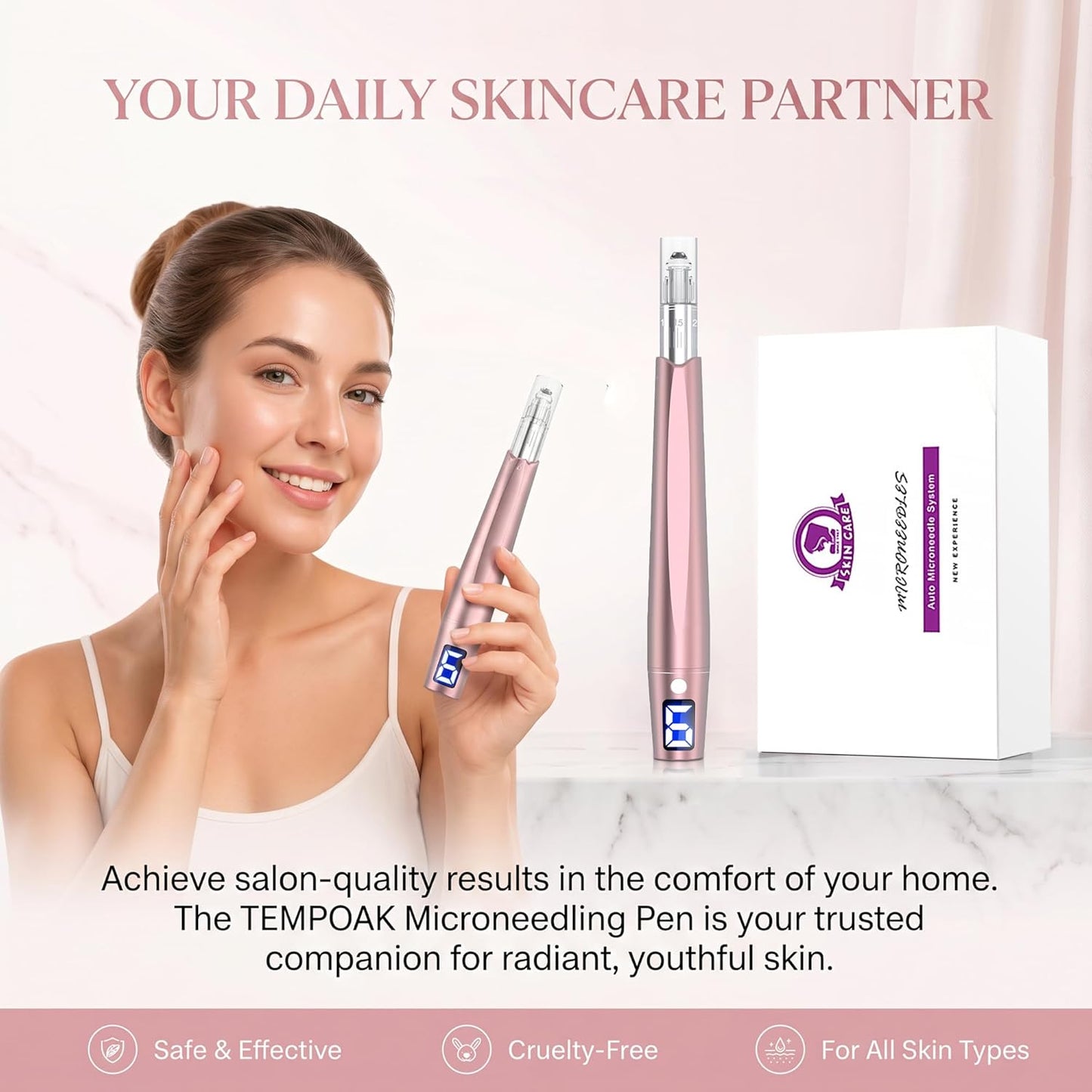 Microneedling Pen - Adjustable Electric Pen for Face & Body Care | Home Use