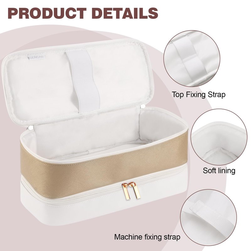 GENCAM Double Layer Travel Case for Shark Flex Fusion/Glam Ceramic, Flexfusion Storage Bag for HD641S HD641 HD642 HD642S, Carrying Case Compatible with Dyson Airwrap Shark Flexstyle (Golden White)