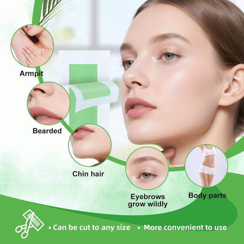 Facial Wax Strips - 98% Natural, Hypoallergenic Hair Removal for All Skin Types | Gentle & Quick for Eyebrows, Upper Lip, Chin, Legs, Bikini Line