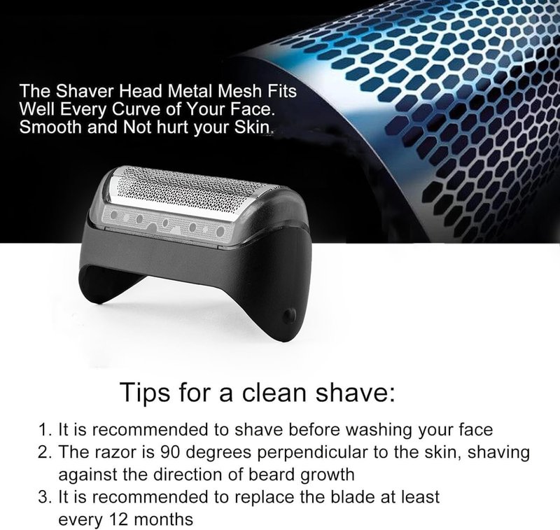 10B Series 1 Replacement Foil & Cutter Compatible with Braun Series 1 Replacement Head for Braun Series 1000/2000 Electric Razors for Shaver 180 190 1735 1775 5728 5729 170S