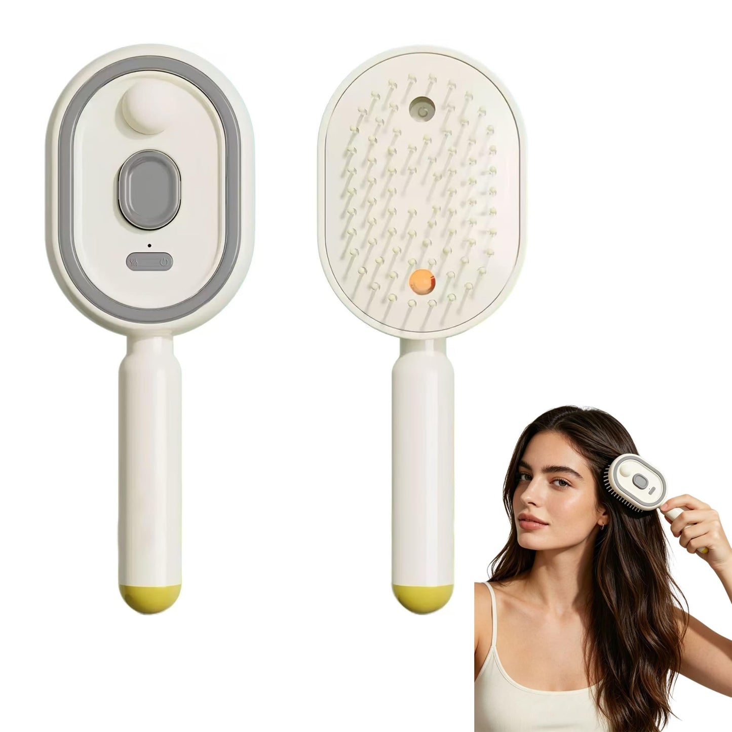 Electric Spray Air Cushion Massage Comb, 2026 Upgrade 2 in 1 Misting Detangling Brush Rechargeable Hair Straightener Steam Brush for Hair, Rechargeable Steam Hairs Straightener (White)