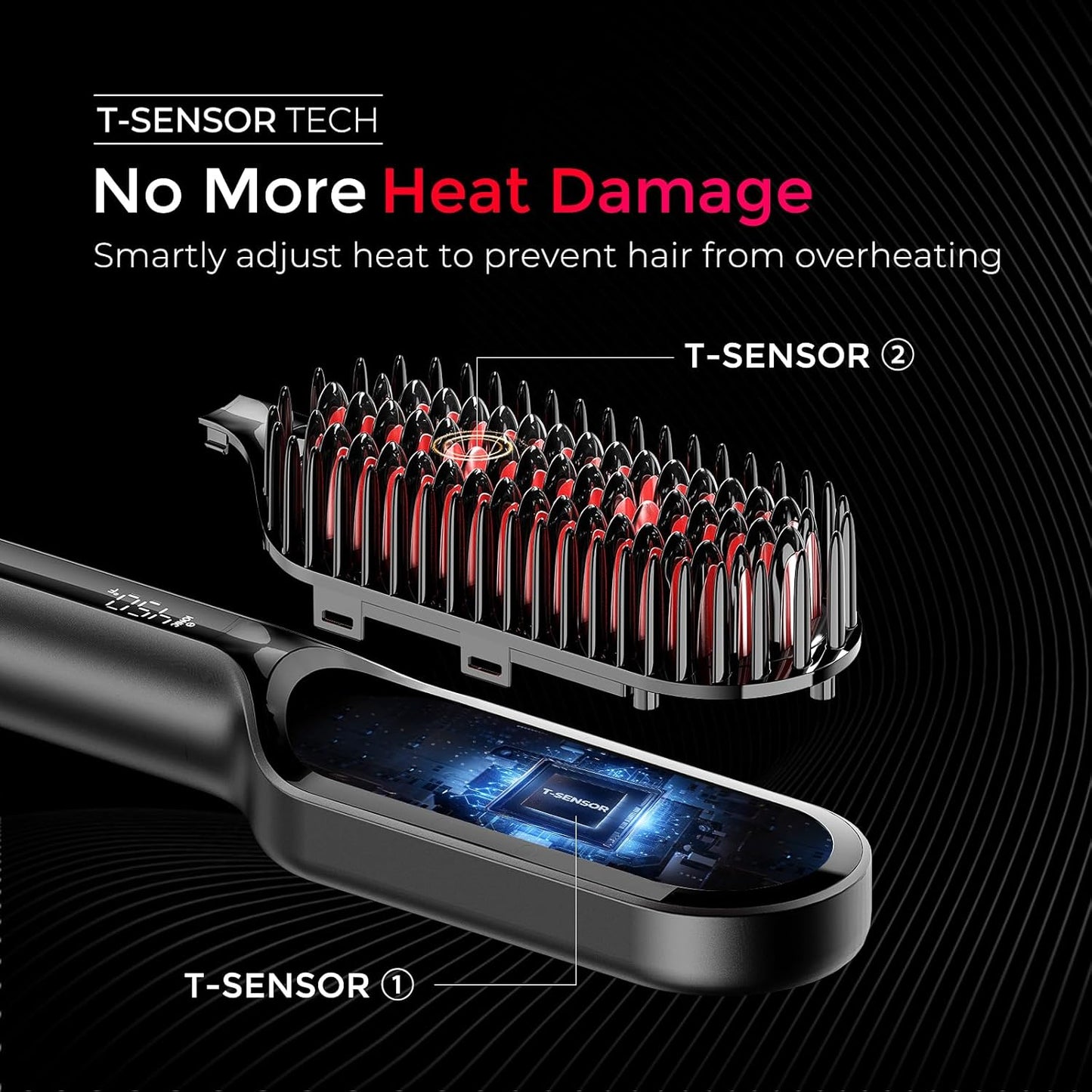 Tymo Hair Straightener Brush - Ionic Compact Styling Tool for Women | Lightweight, Fast Heat, Black