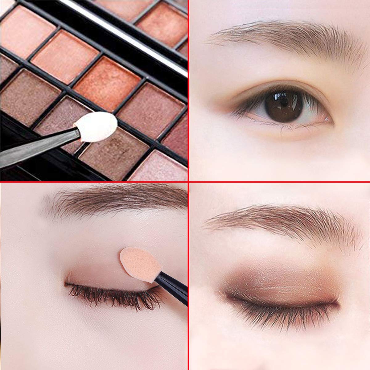200PCS Disposable Dual-Sided Eye Shadow Sponge Applicators - Multicolor Makeup Brushes