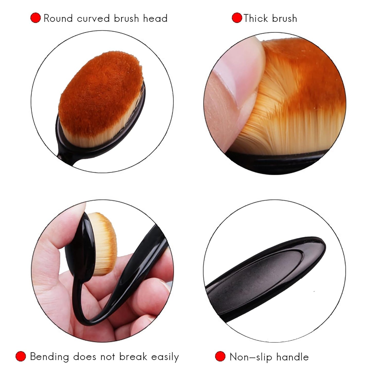 Traceless Petal Kabuki Makeup Brushes - 2 Pc Set for Flawless Foundation Application